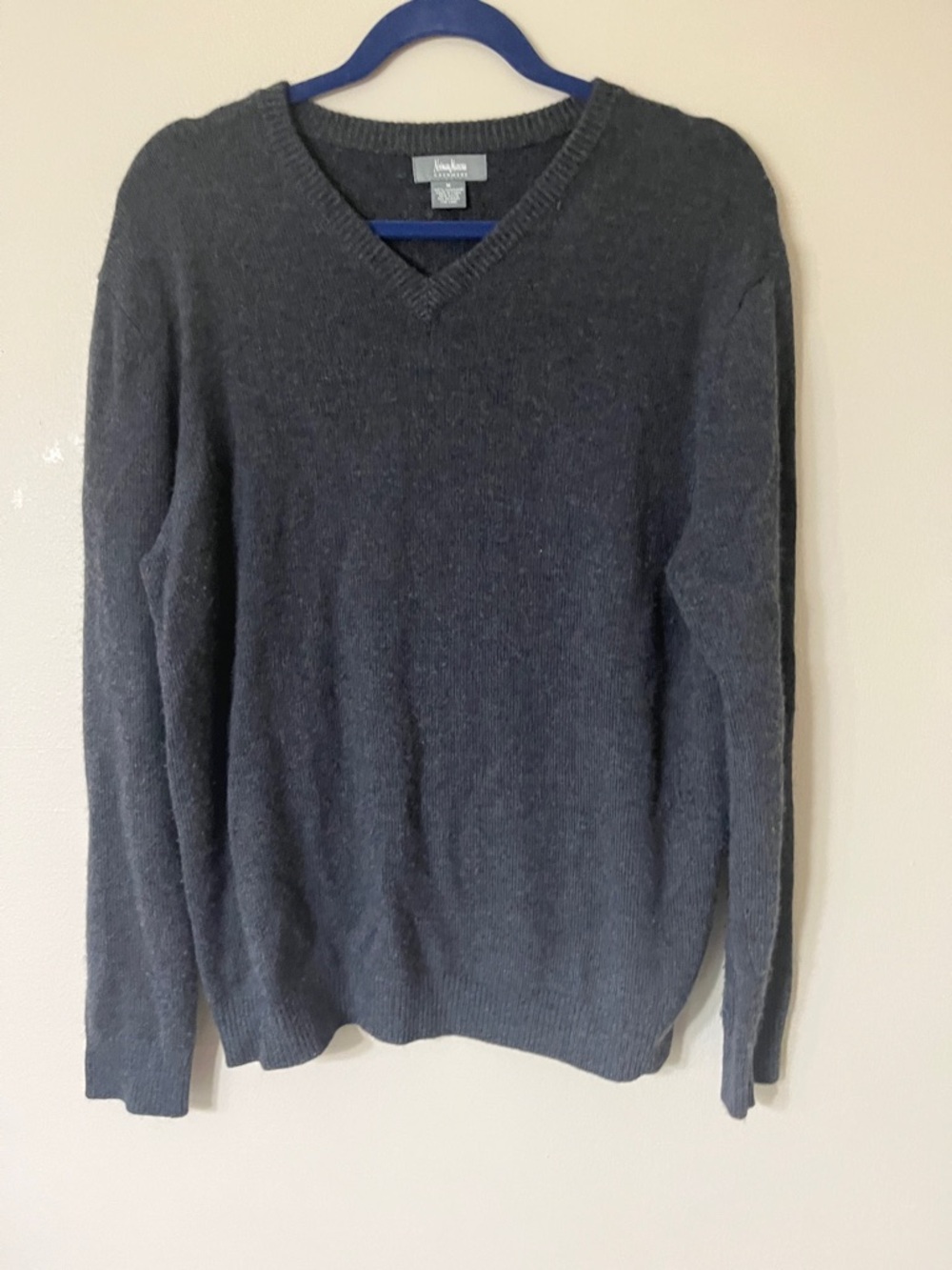 Neiman Marcus Men's Charcoal V-Neck Sweater